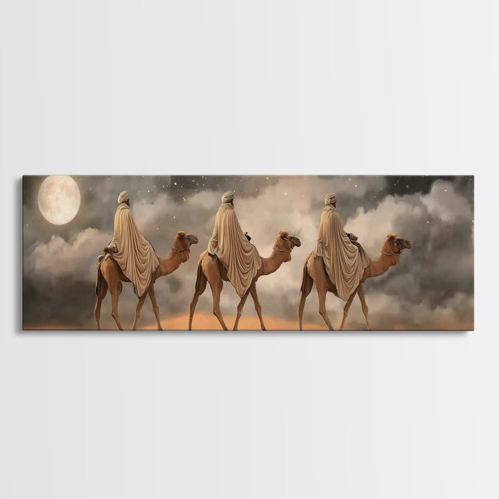 Night Of Promise – Framed Canvas Print – Panoramic Print – Christian Wall Art – Christmas Art – Christian Art Canvas – Christian Christmas