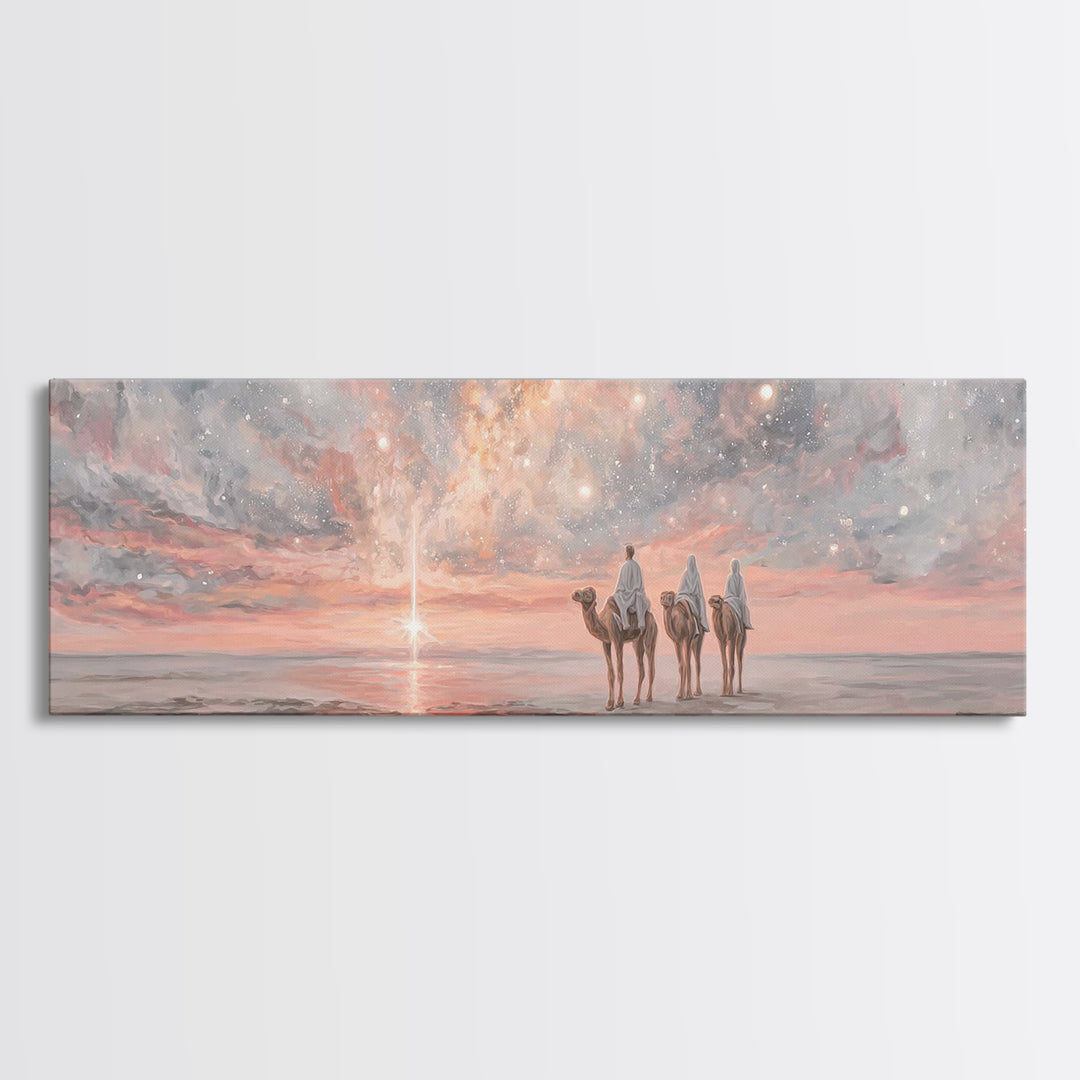 Dawn Star Journey, Framed Canvas Print, Panoramic Art, Christian Wall Art, Christian Art Canvas, Christmas Art Prints, Christian Gift Ideas