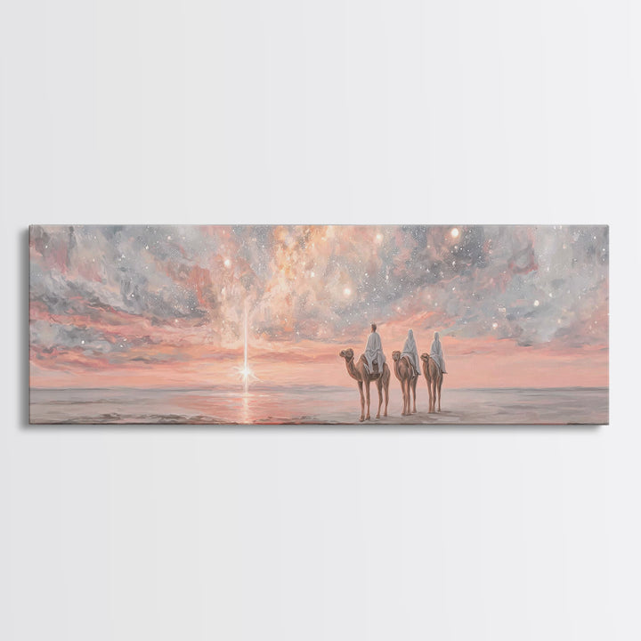 Dawn Star Journey, Framed Canvas Print, Panoramic Art, Christian Wall Art, Christian Art Canvas, Christmas Art Prints, Christian Gift Ideas