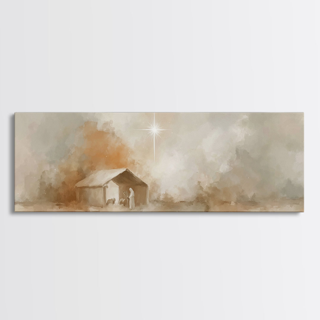 Bethlehem Dawn | Framed Canvas Print | Panoramic Painting | Christian Art | Christmas Wall Art | Christian Art Print | Christian Christmas