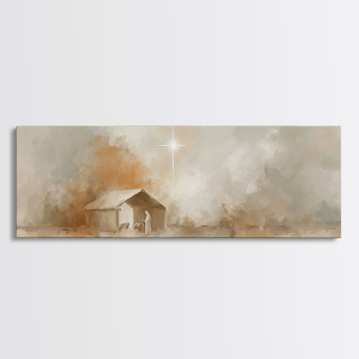 Bethlehem Dawn | Framed Canvas Print | Panoramic Painting | Christian Art | Christmas Wall Art | Christian Art Print | Christian Christmas