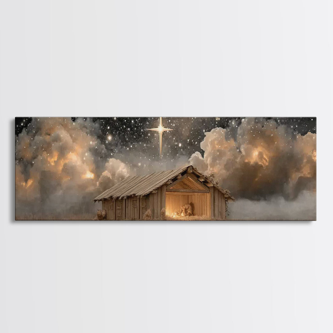 Humble Refuge | Framed Canvas Print | Panoramic Wall Art | Christian Christmas Art | Christmas Art Work | Christian Gift Ideas | Christian