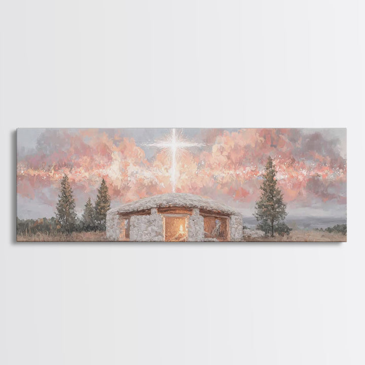Radiant Promise – Framed Canvas Print – Panoramic Painting – Christian Art – Modern Christian Art – Christmas Art Framed – Jesus Painting