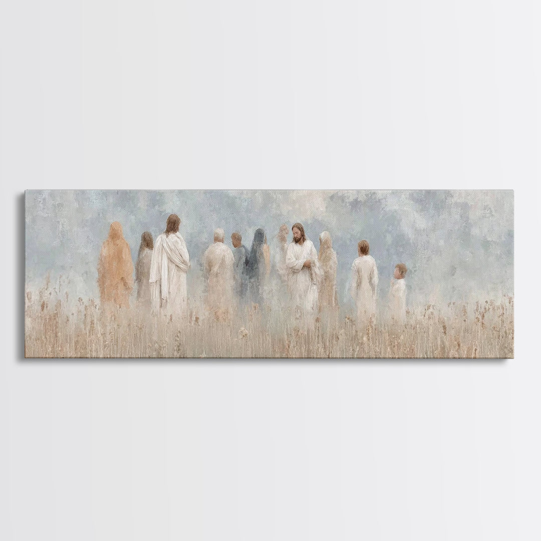 Gathered In Grace | Framed Canvas Print | Panoramic Art | Christian Wall Art | Christian Art Painting | Jesus Art Print | Christian Decor