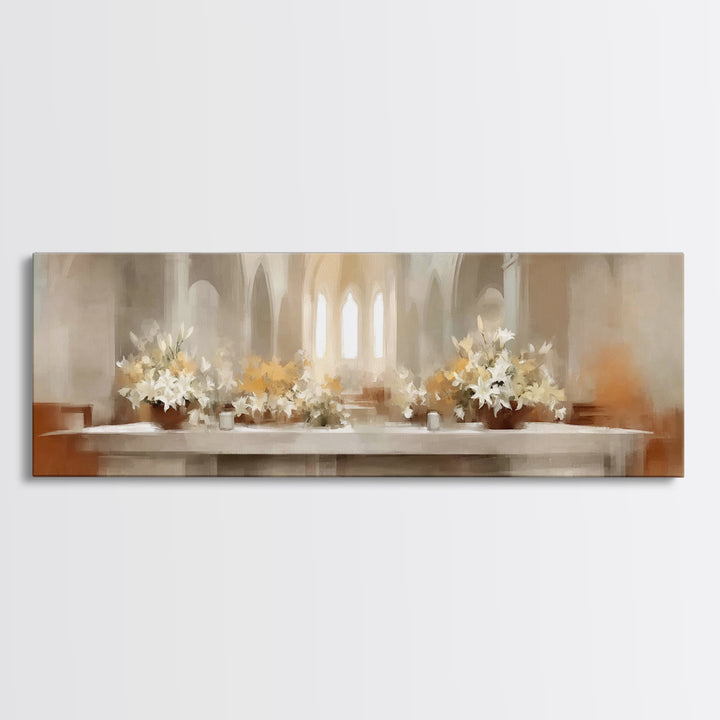 Lily Adoration | Framed Canvas Print | Panoramic Painting | Christian Art | Christian Wall Art | Christian Art Canvas | Christmas Art