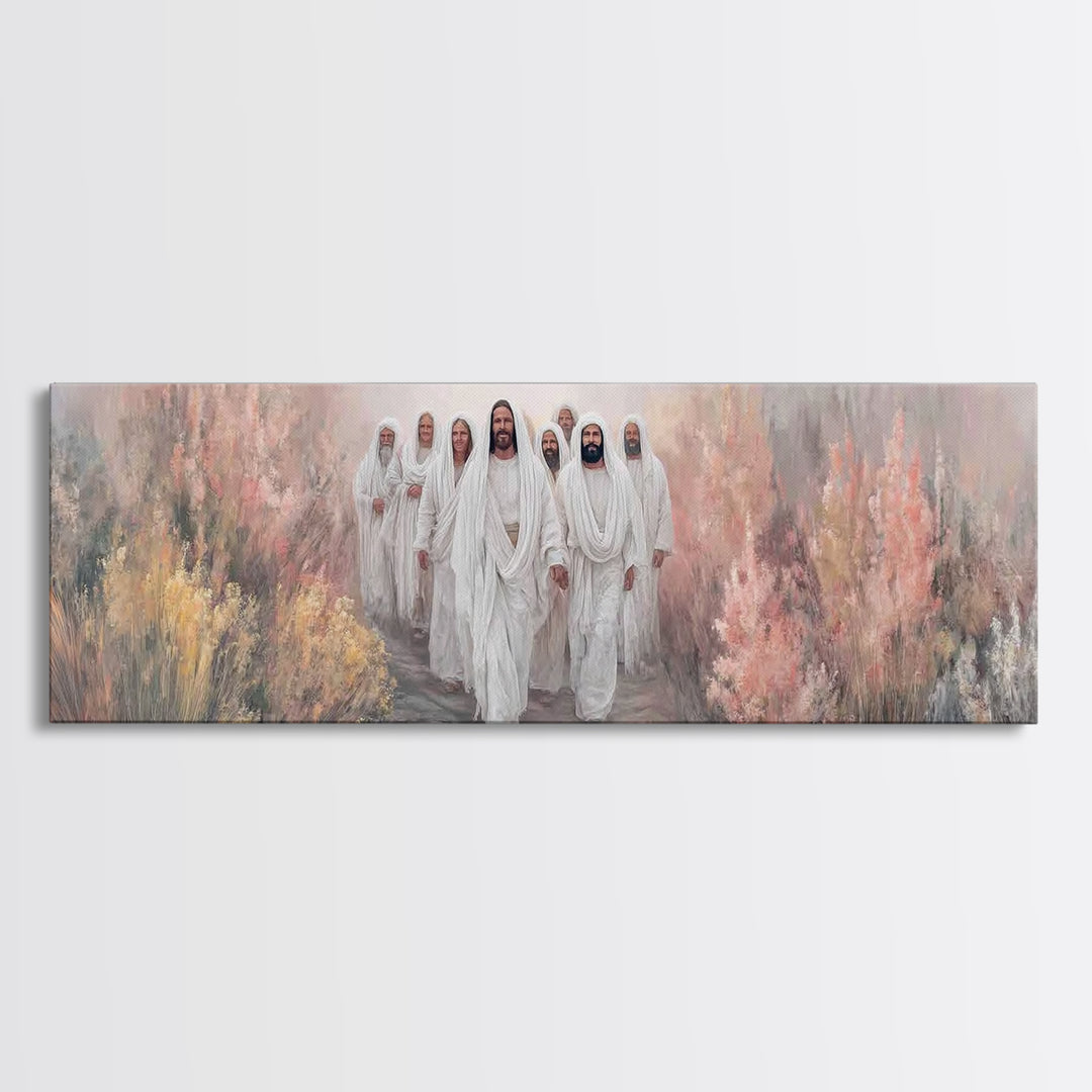 Walking In Glory | Framed Canvas Print | Christian Art Canvas | Christian Wall Art | Jesus Painting | Panoramic Art | Modern Christian Art