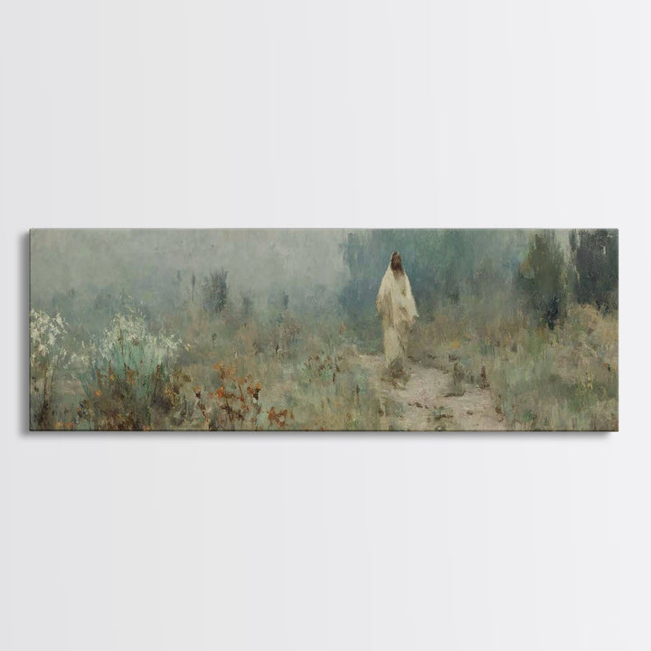 Silent Ascension, Framed Canvas Print, Christian Art Canvas, Christian Wall Art, Jesus Painting, Panoramic Wall Art, Subtle Christian Art