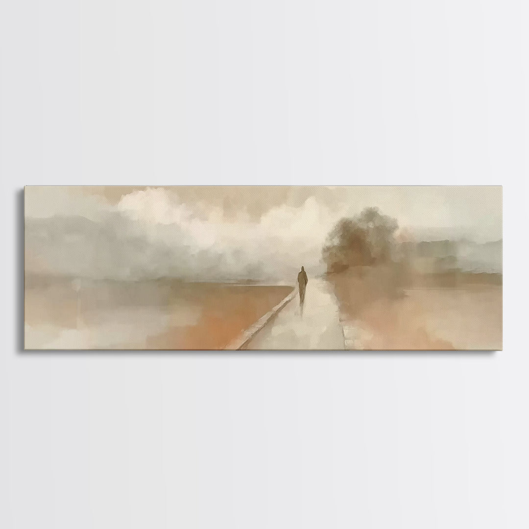 Silent Winter Path – Framed Canvas Print – Christian Wall Art – Christian Art Canvas – Jesus Painting – Panoramic Art – Christmas Art