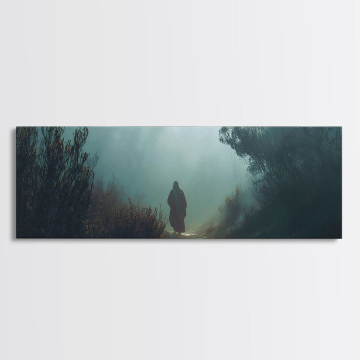Shrouded Wilderness Path – Framed Canvas Print – Christian Wall Art – Panoramic Painting – Jesus Art Print – Christian Art Canvas – Christm