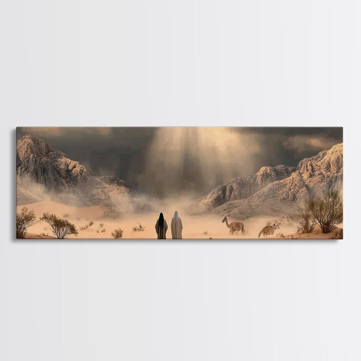 Journey Through Light – Framed Canvas Print – Panoramic Art – Christian Wall Art – Jesus Painting – Christian Art Canvas – Christian Art