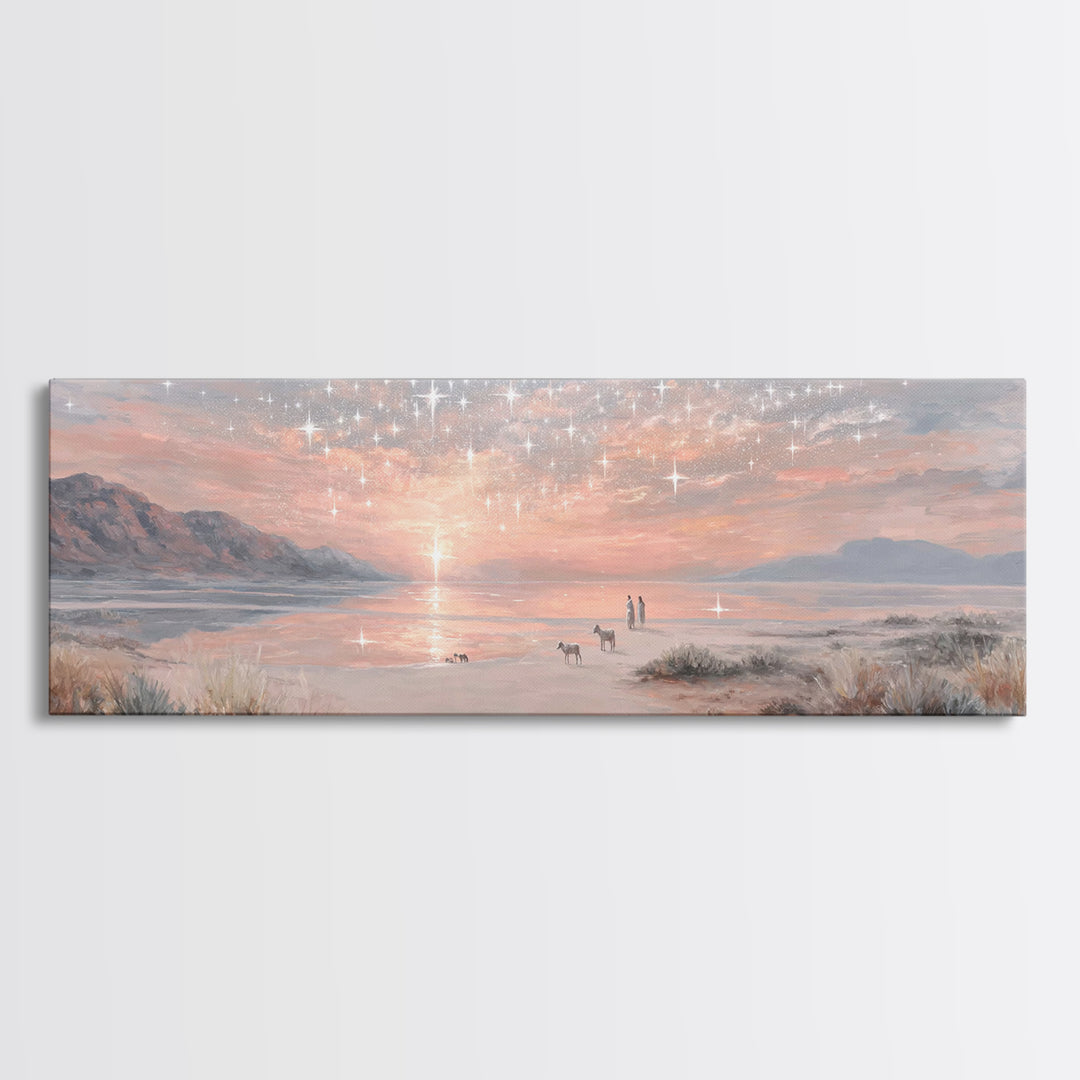 Starry Dawn Promise – Framed Canvas Print – Christian Wall Art – Panoramic Painting – Christian Art Canvas – Christmas Art – Jesus Painting