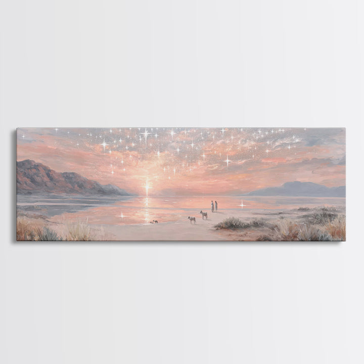 Starry Dawn Promise – Framed Canvas Print – Christian Wall Art – Panoramic Painting – Christian Art Canvas – Christmas Art – Jesus Painting