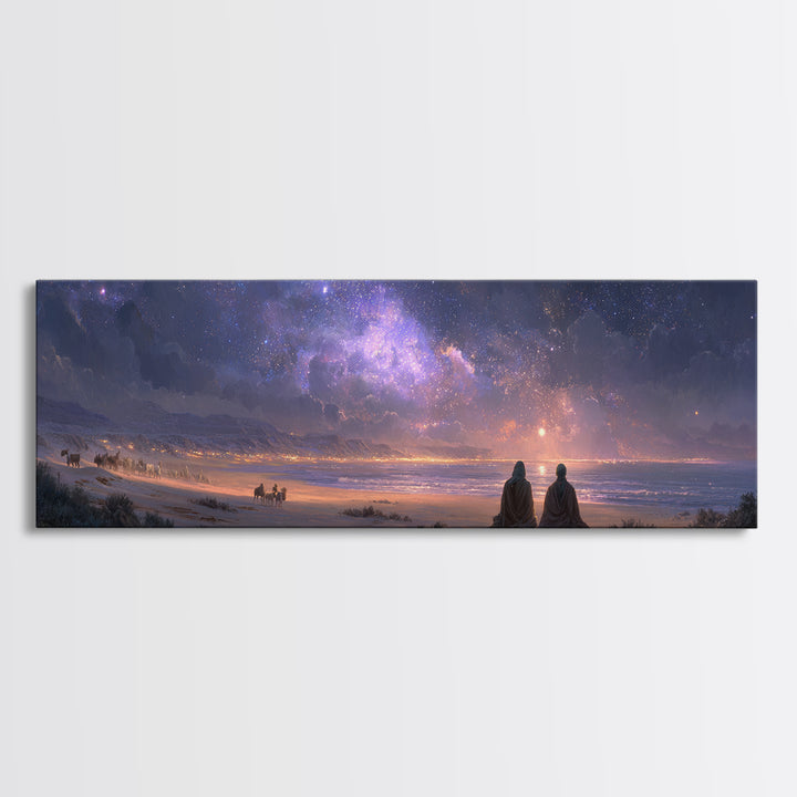 Twilight Wonder Sky, Framed Canvas Print, Panoramic Art, Christian Wall Art, Christian Art Canvas, Jesus Christmas Art, Modern Christian Ar