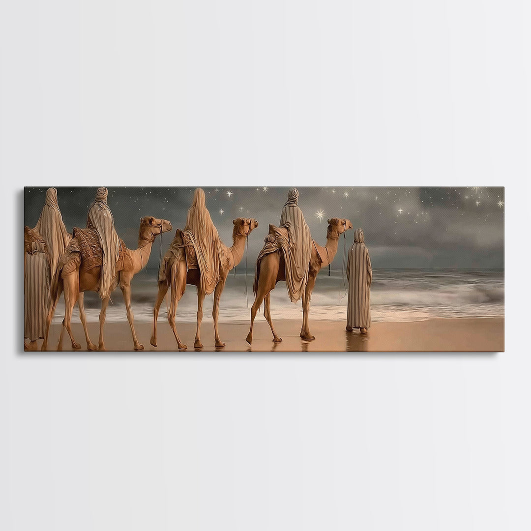 Guiding Star Journey | Framed Canvas Print | Christian Wall Art | Panoramic Print | Christian Art Canvas | Christmas Art | Christian Painti