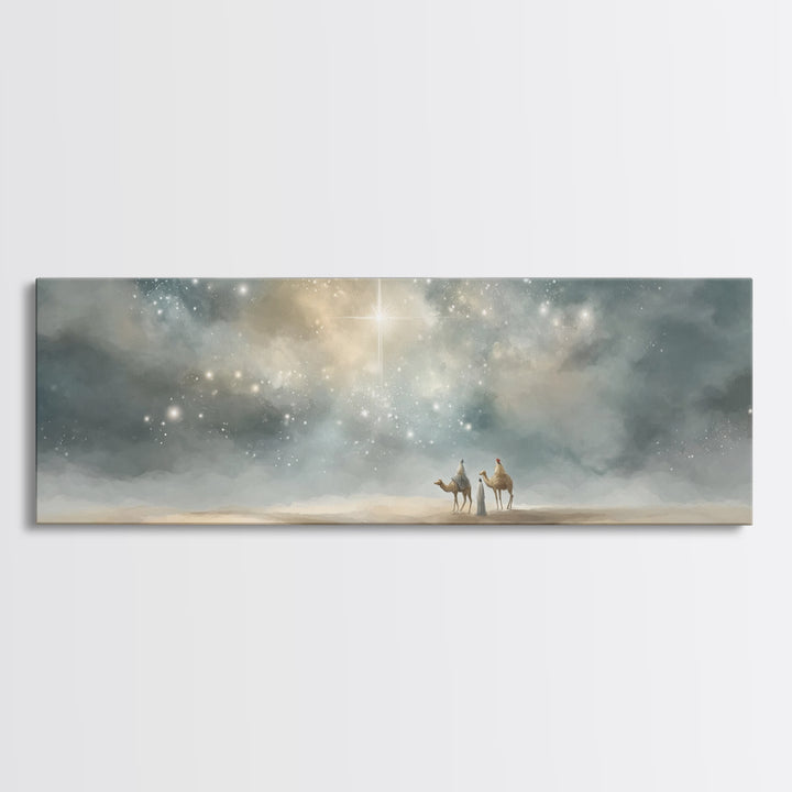 Heaven’s Bright Signal – Framed Canvas Print – Panoramic Art – Christian Wall Art – Christian Art Canvas – Jesus Christmas Art – Christian