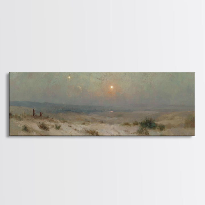 Hills of Holy Light, Framed Canvas Print, Panoramic Art, Christian Christmas Art, Christian Wall Art, Christian Art Canvas, Jesus Painting
