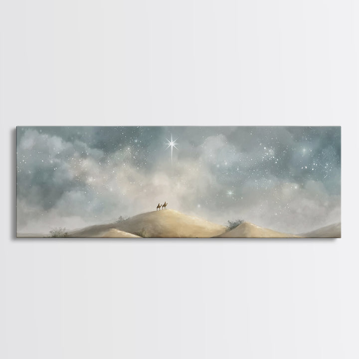 Wandering Star Path | Framed Canvas Print | Christian Wall Art | Panoramic Art | Christian Christmas Art | Christian Art Canvas | Jesus Pai