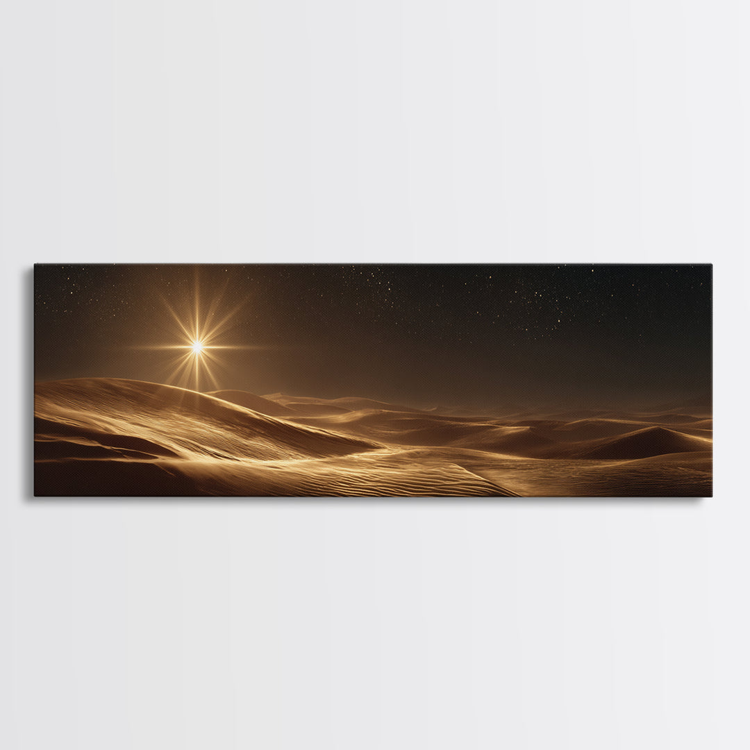 Desert Star Glory, Framed Canvas Print, Panoramic Art, Christian Wall Art, Jesus Painting, Christian Christmas Art, Christian Art Canvas