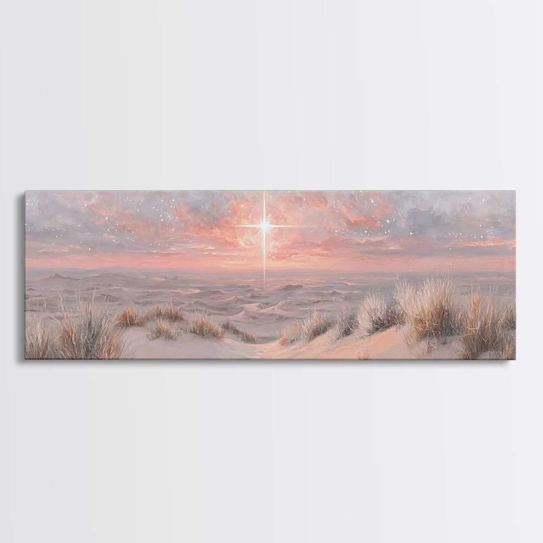 Dawn of Promise – Framed Canvas Print – Panoramic Painting – Christian Art – Christmas Wall Art – Jesus Canvas Art – Christian Gift Ideas