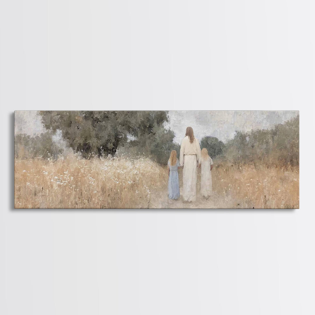 Silent Faith Journey | Framed Canvas Print | Panoramic Painting | Christian Art | Jesus Painting | Christian Christmas Art | Christian Wall