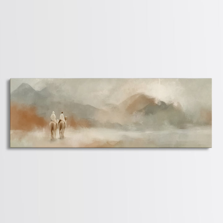 Desert Wayfarers | Framed Canvas Print | Panoramic Painting | Christian Art Canvas | Christian Art | Christian Wall Art | Large Christian P