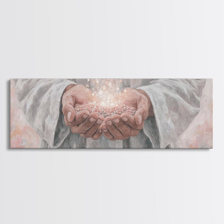 Light Of Giving – Framed Canvas Print – Panoramic Frame – Christian Art Canvas – Christian Wall Art – Jesus Christmas Art – Christian Gift