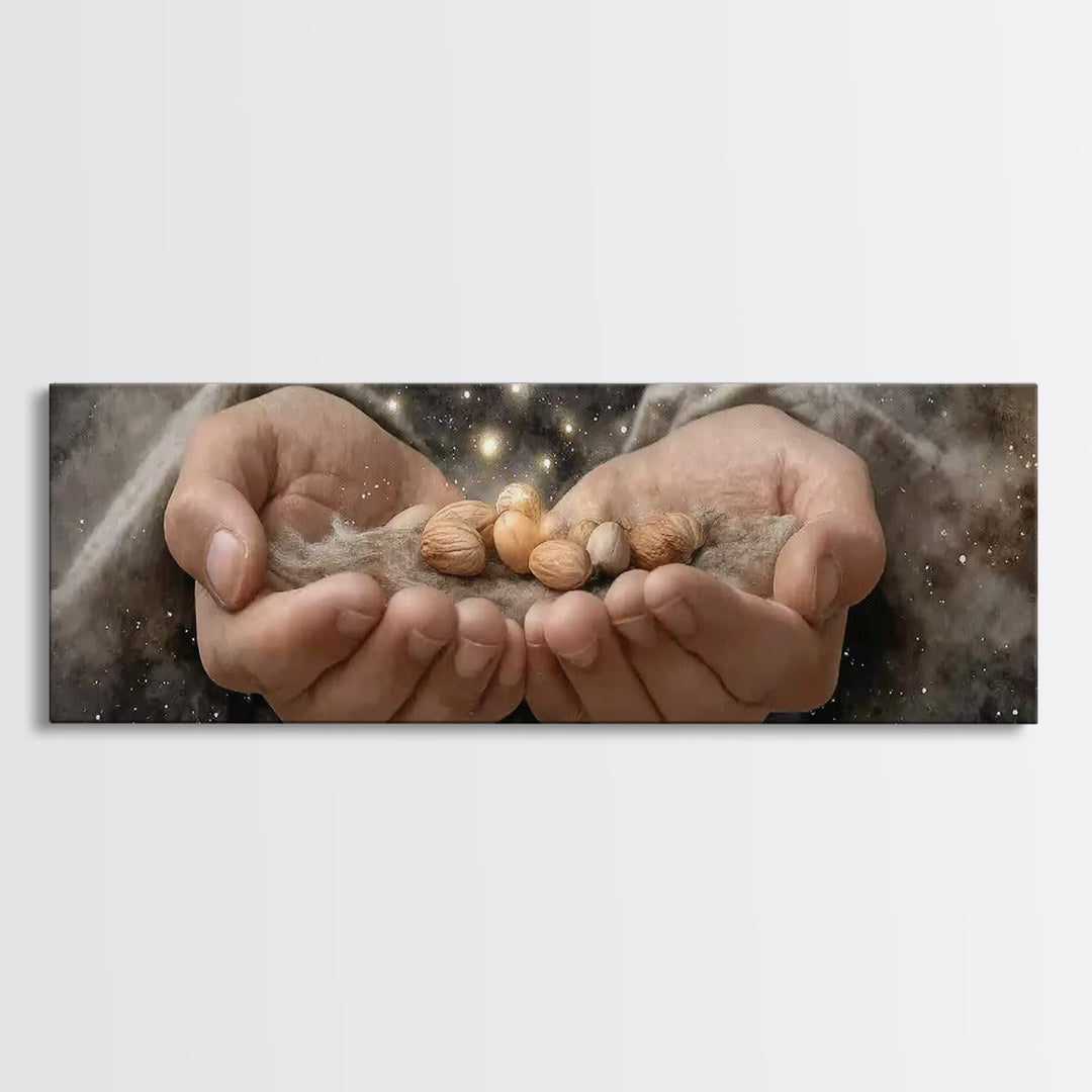 Celestial Offering – Framed Canvas Print – Panoramic Painting – Christian Wall Art – Jesus Art Print – Christian Art Canvas – Christmas Art