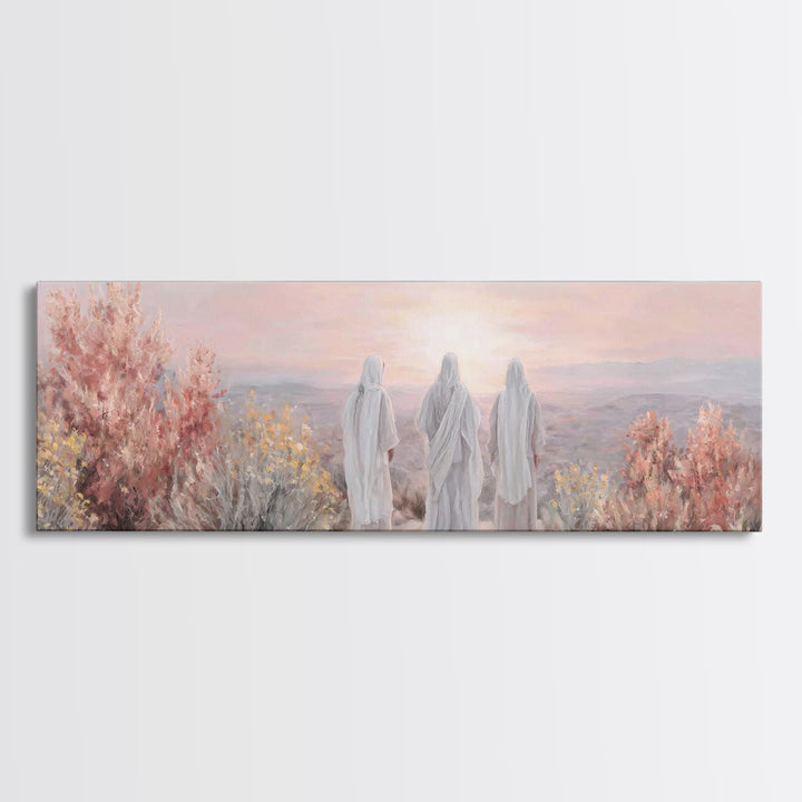 Three At Dawn – Framed Canvas Print – Panoramic Frame – Christian Art Canvas – Christian Art – Christian Wall Art – Modern Christian Painti