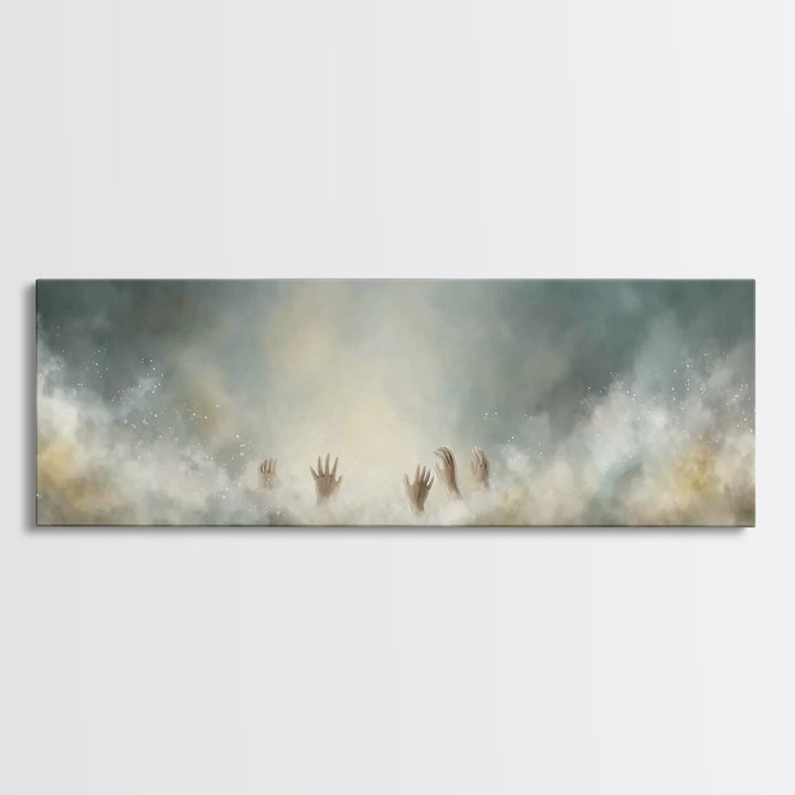 Heavenward Hands – Framed Canvas Print – Panoramic Frame – Christian Art – Christian Art Canvas – Christian Painting – Christian Christmas
