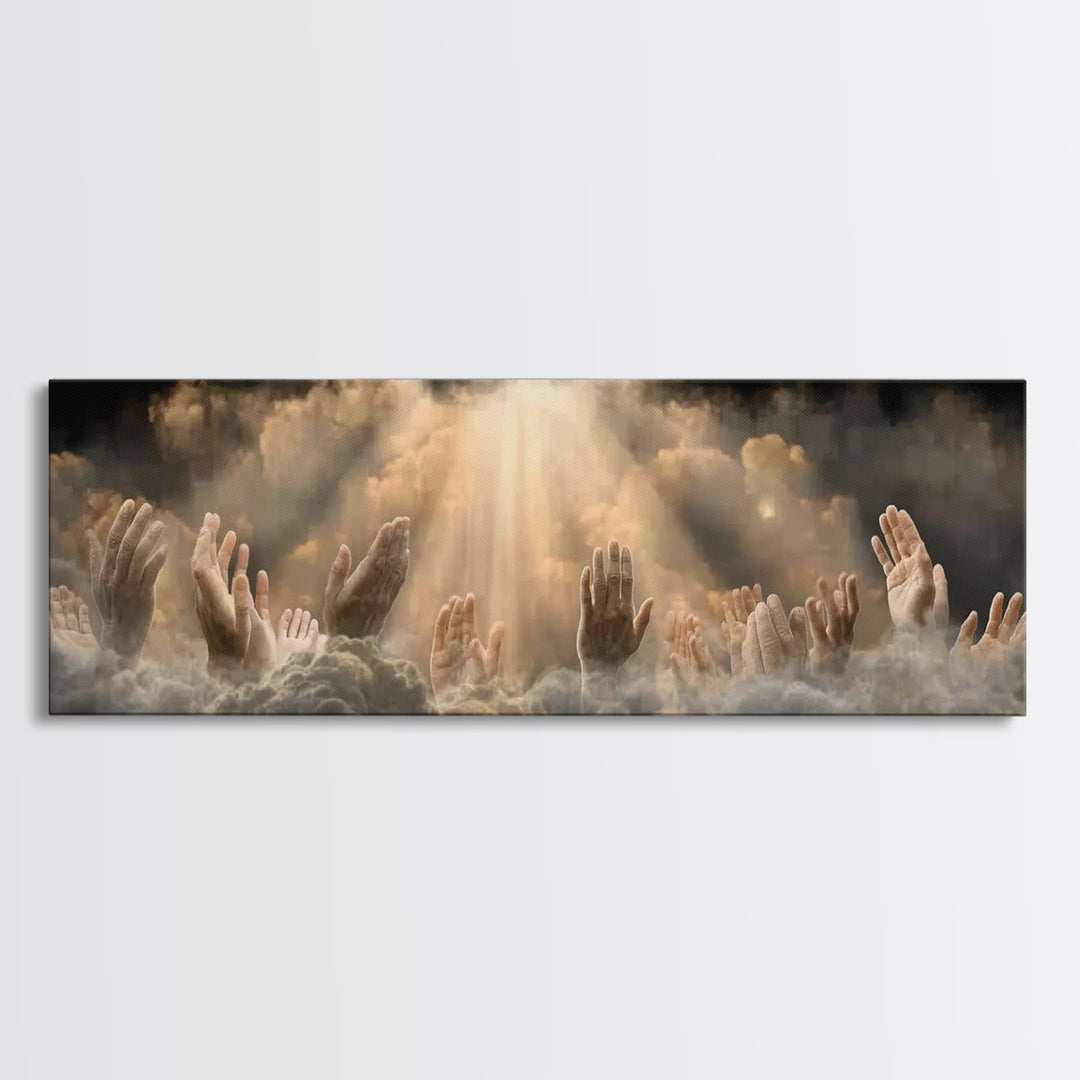 Heavenward Praise – Framed Canvas Print – Christian Wall Art – Panoramic Art – Christian Art Canvas – Jesus Painting – Christian Decor