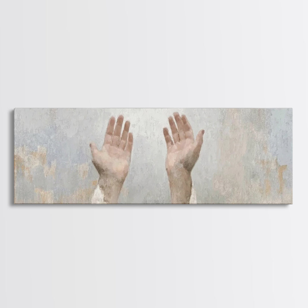 Hands Of Hope, Framed Canvas Print, Christian Art Canvas, Panoramic Wall Art, Christian Art Print, Christian Painting, Christian Gift