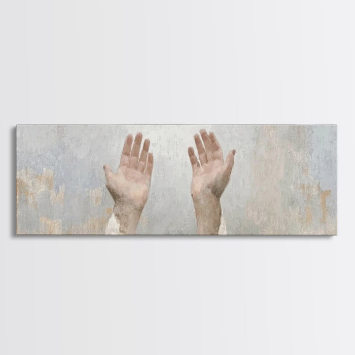 Hands Of Hope, Framed Canvas Print, Christian Art Canvas, Panoramic Wall Art, Christian Art Print, Christian Painting, Christian Gift