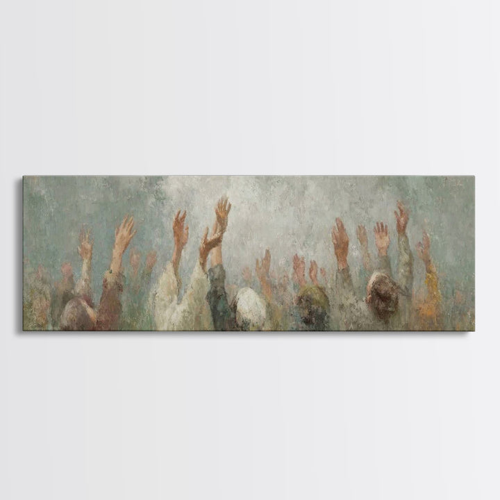 Cloudborne Worship - Framed Canvas Print - Christian Art Canvas - Panoramic Frame - Christian Painting - Christian Wall Art - Christian Gif