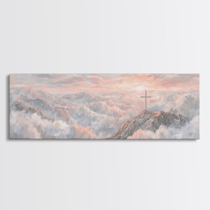 Mountain Of Mercy | Framed Canvas Print | Christian Art Canvas | Panoramic Wall Art | Christian Paintings | Christian Christmas Art | Chris