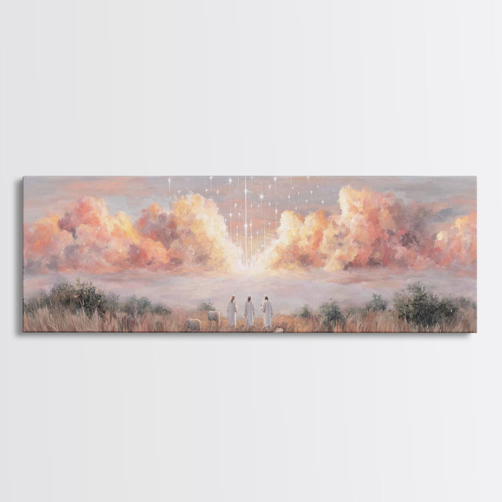 Radiant Sky Blessing | Framed Canvas Print | Christian Art Canvas | Panoramic Art | Christmas Art Prints | Christian Wall Art | Modern Chri