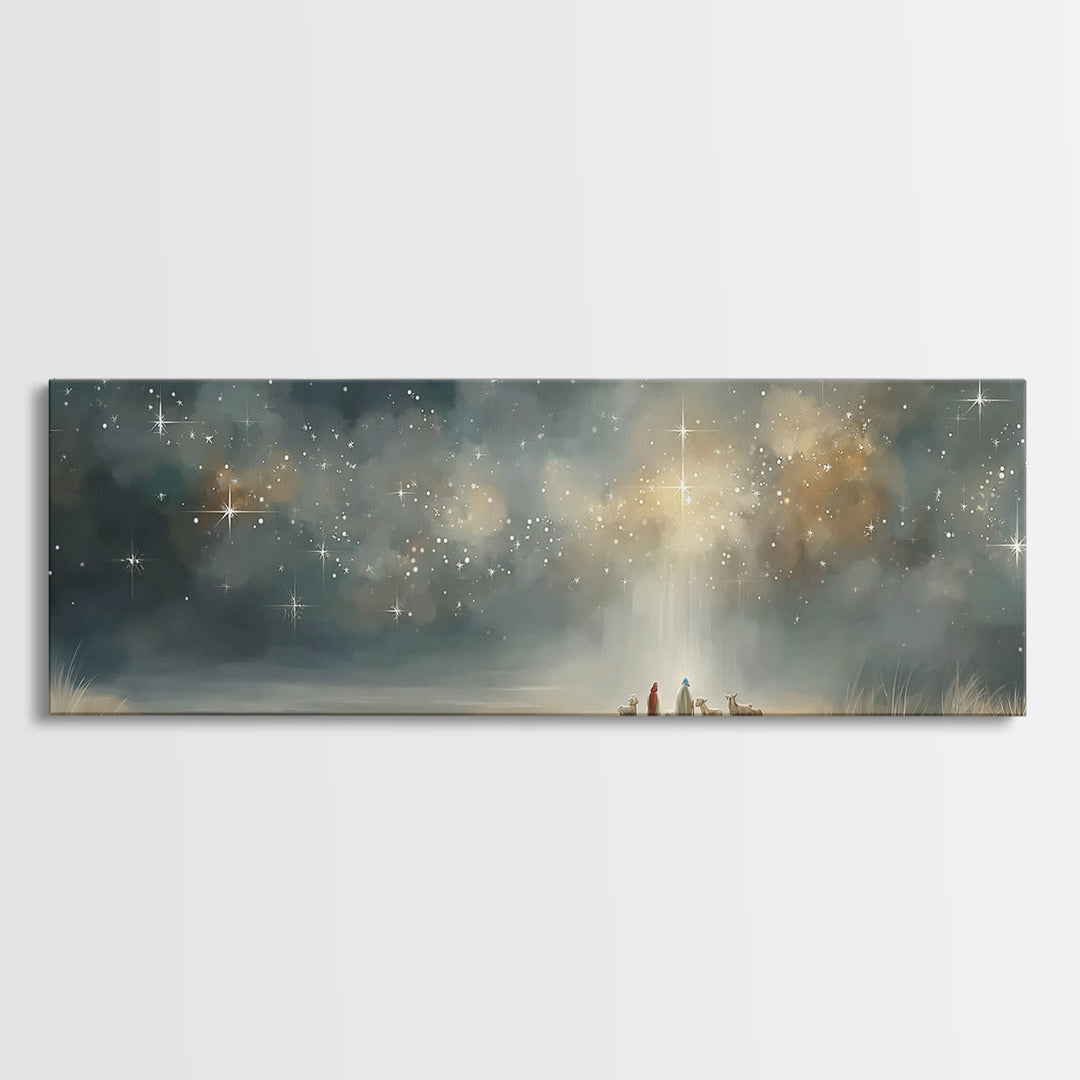 Starlit Calling – Framed Canvas Print – Panoramic Wall Art – Christian Art Canvas – Christmas Art – Christian Paintings – Christian Gift Id