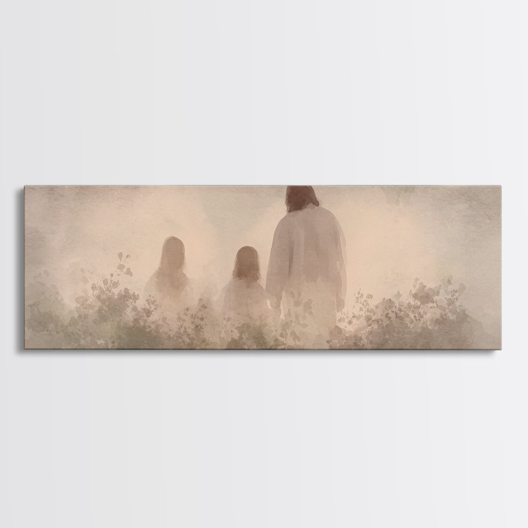 Fields Of His Peace - Framed Canvas Print - Panoramic Frame - Christian Art Prints - Jesus Art Print - Christian Decor