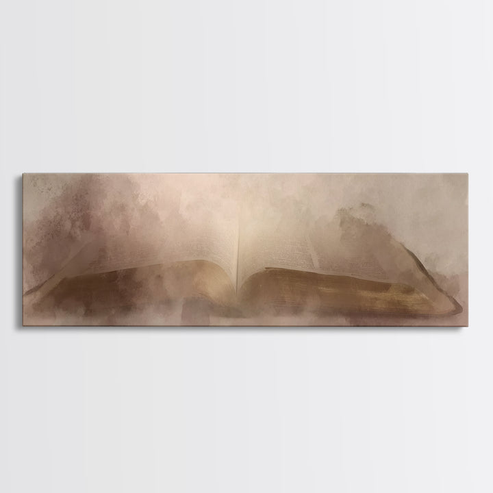 Living Word Glory, Framed Canvas Print, Panoramic Painting, Christian Art, Christian Art Canvas, Christian Wall Art, Christian Art Print