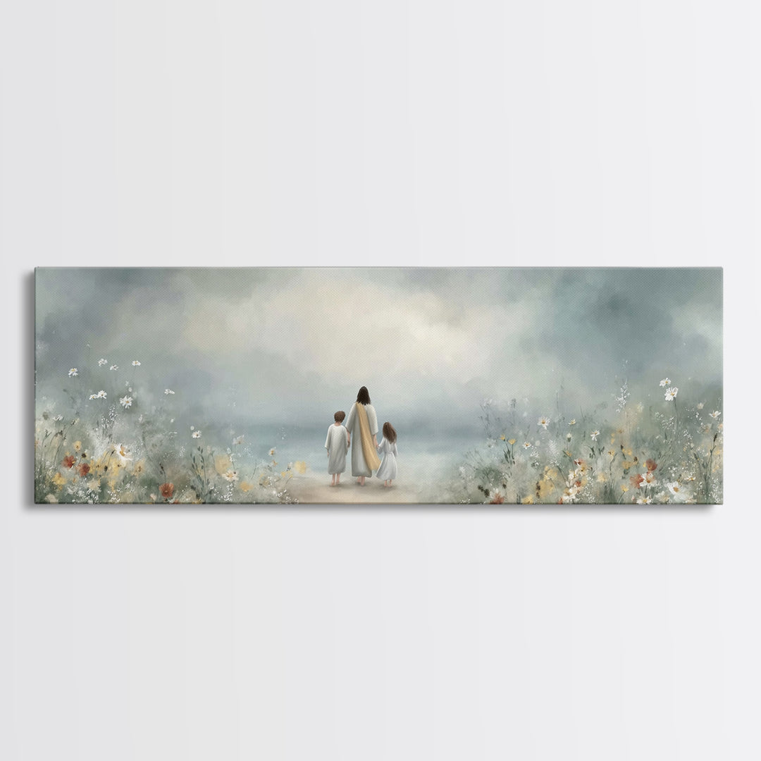 Walk In His Light – Framed Canvas Print – Christian Art Canvas – Panoramic Wall Art – Jesus Art Print – Christian Decor