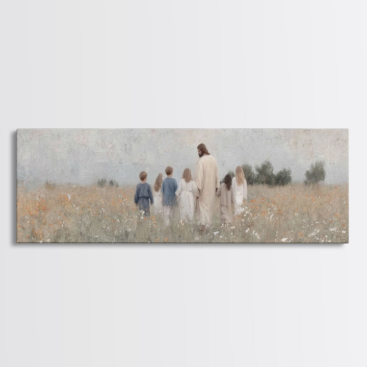 Fields Of His Mercy – Framed Canvas Print – Christian Wall Art – Panoramic Art – Jesus Painting Canvas – Christian Gift Ideas