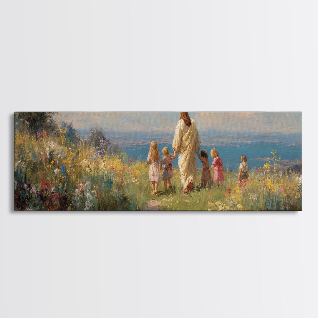 Hillside Of Hope - Framed Canvas Print - Panoramic Painting - Christian Wall Art - Jesus Art Print - Christian Art Canvas