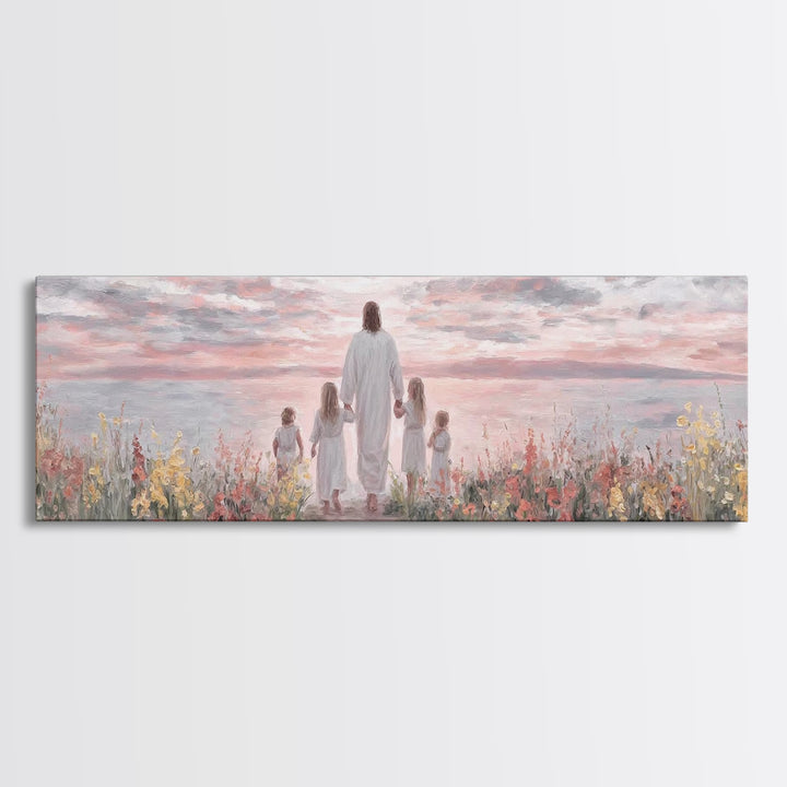 Sunrise Of Grace, Framed Canvas Print, Christian Art Canvas, Panoramic Frame, Jesus Painting, Christian Wall Art