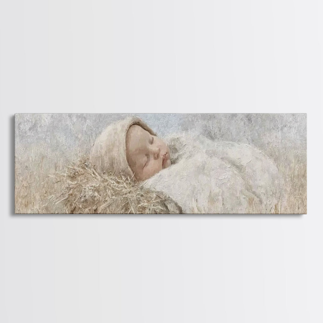 Holy Child Serenity – Framed Canvas Print – Panoramic Art – Christian Christmas Art – Christian Wall Art – Christmas Art Prints
