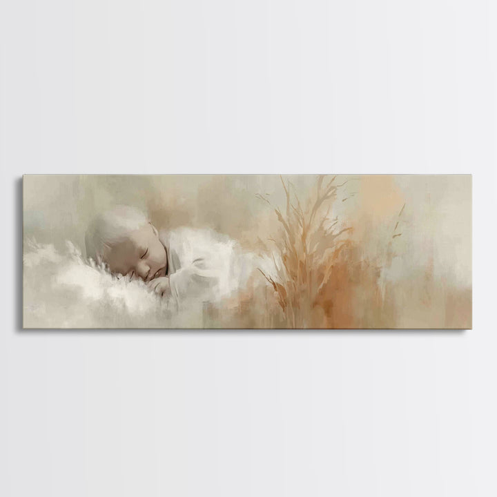 Silent Holy Night, Framed Canvas Print, Christian Christmas Art, Panoramic Wall Art, Jesus Art Print, Christian Decor