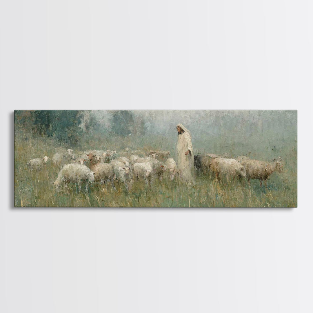 Glory In The Meadow | Framed Canvas Print | Christian Wall Art | Christian Painting | Christian Art Canvas | Panoramic Art | Christian Home