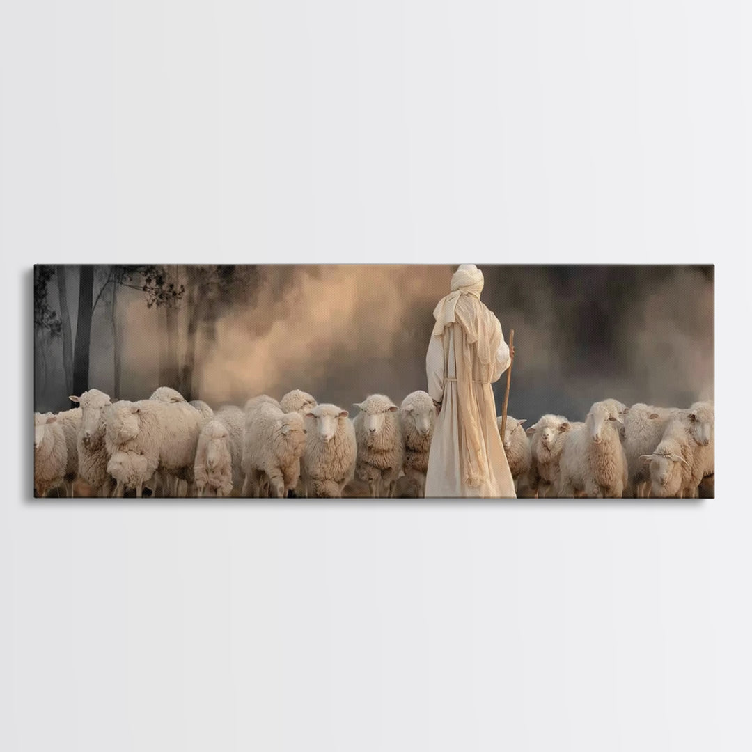 Among The Faithful | Framed Canvas Print | Christian Art Canvas | Christian Wall Art | Jesus Painting | Panoramic Frame | Christian Decorat