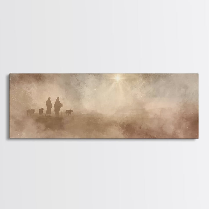 Desert Star Calling, Framed Canvas Print, Christian Art Canvas, Panoramic Painting, Christian Christmas Art, Christian Wall Art, Jesus Art