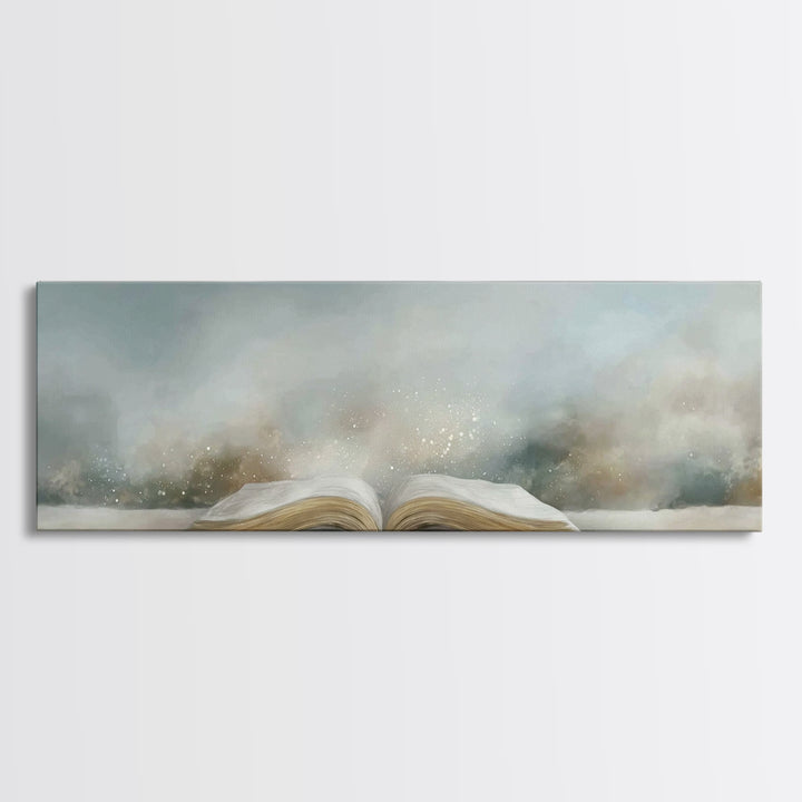Bible Illumined – Framed Canvas Print – Panoramic Art – Christian Art Canvas – Christian Art – Christian Wall Art – Subtle Christian Art