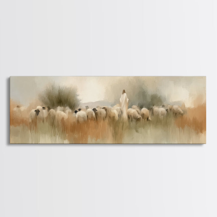 Garden Path Grace – Framed Canvas Print – Panoramic Art – Christian Wall Art – Jesus Painting – Christian Art Canvas