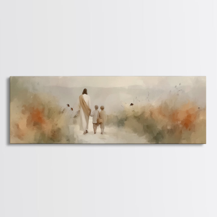 Light Of The Way | Framed Canvas Print | Panoramic Frame | Christian Art | Jesus Painting | Christian Wall Art